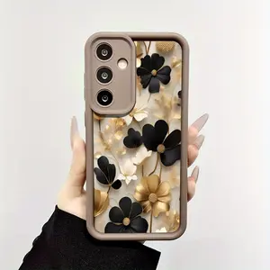 Phone Case: Black Golden Four-Leaf Clover Brown Tall Bamboo Drop-Proof Shock-Absorbing Protective Phone Case, Suitable for Samsung A03S A04 A12 A13 A15 A21S A24 A25 A32 A33 A34 A35 A50 A51 A52 A53 A54 A55 A71 S20/FE S21/FE/PLUS/ULTRA S22/PLUS/ULTRA