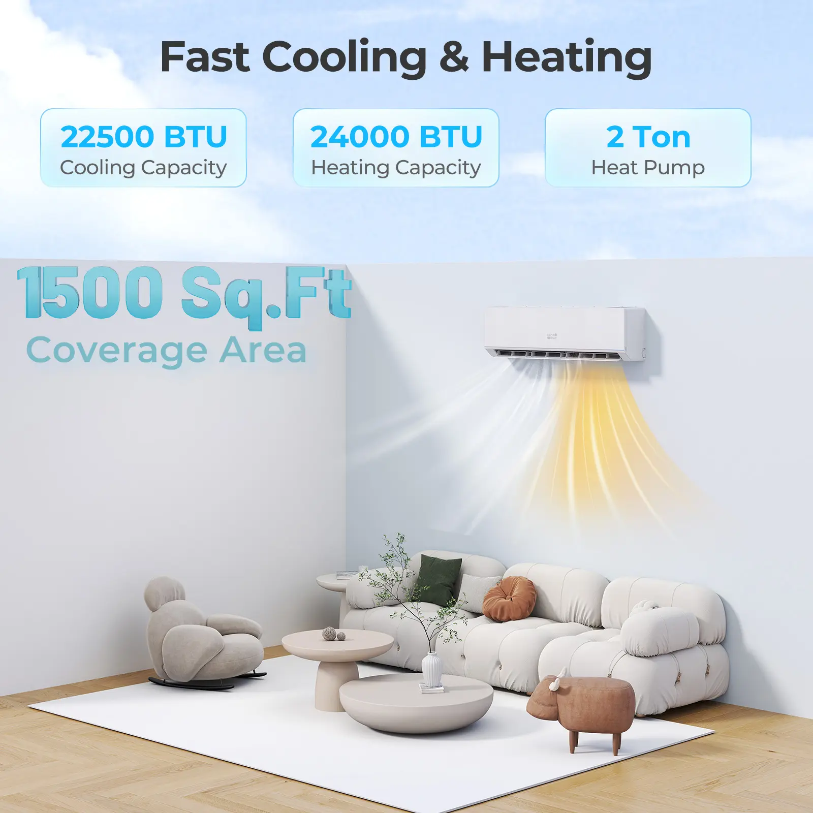 COSTWAY - 24000 BTU 25 SEER2 208-230V Mini Split Air Conditioner and Heater WiFi Enabled