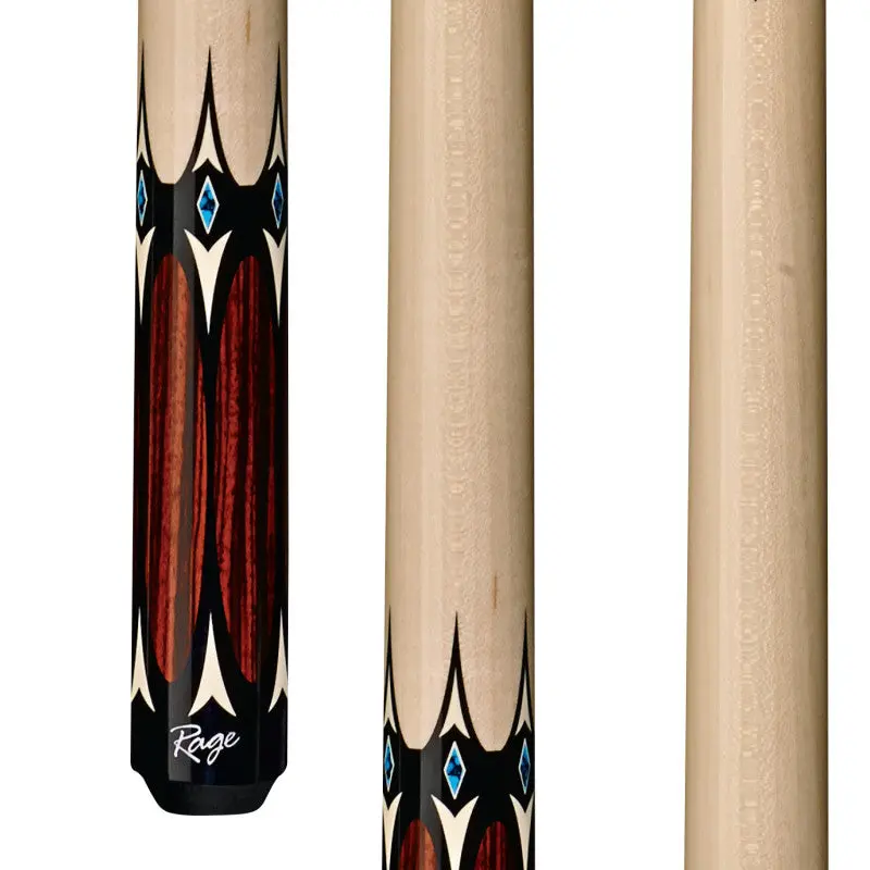 Adults' Eye of the Tiger Rage Pool Cue Stick - Maple Wood Billiards Gear with Graphic Ends, Traditional Black-Blue Design for Snooker & Billiards Sports, Traditional Look