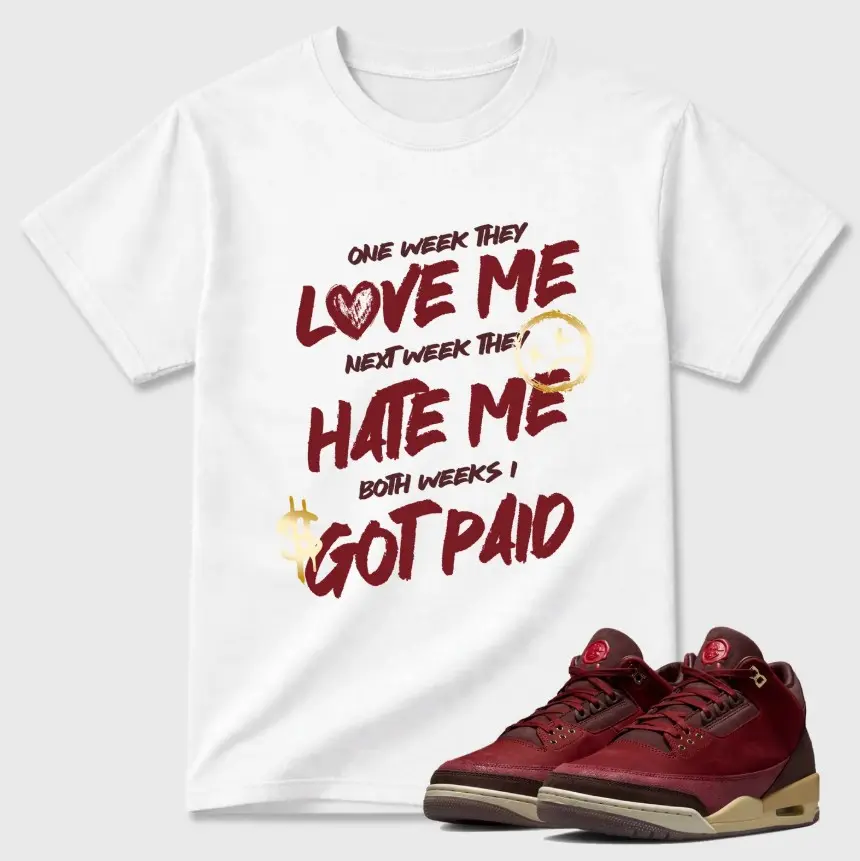 Bin 3 Team Red Burgundy Outfit Shirt, Bin 3 Red Shirt, Trendy Streetwear Graphic Cotton Tee, Casual Cotton Streetwear T-Shirt for Men Women, Gift for Sneaker Lovers