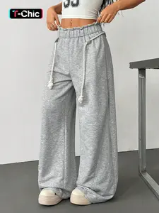 This Ruffle Waist Drawstring Adjustable Ruffled Sweatpants is Cozy Streetwear Vibes Casual Bottom Athleisure Casual Trousers Womenswear High Rise Loose Fit Wide Leg Pants