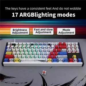 87-key keyboard with aluminum alloy trim; 8000Hzpolling rate and 0.001ms latency; compatible withWindows and Mac; 17 RGB lighting modes; customizablelighting and key sensitivity; swappable keycaps; 80-million-keystroke lifespan.