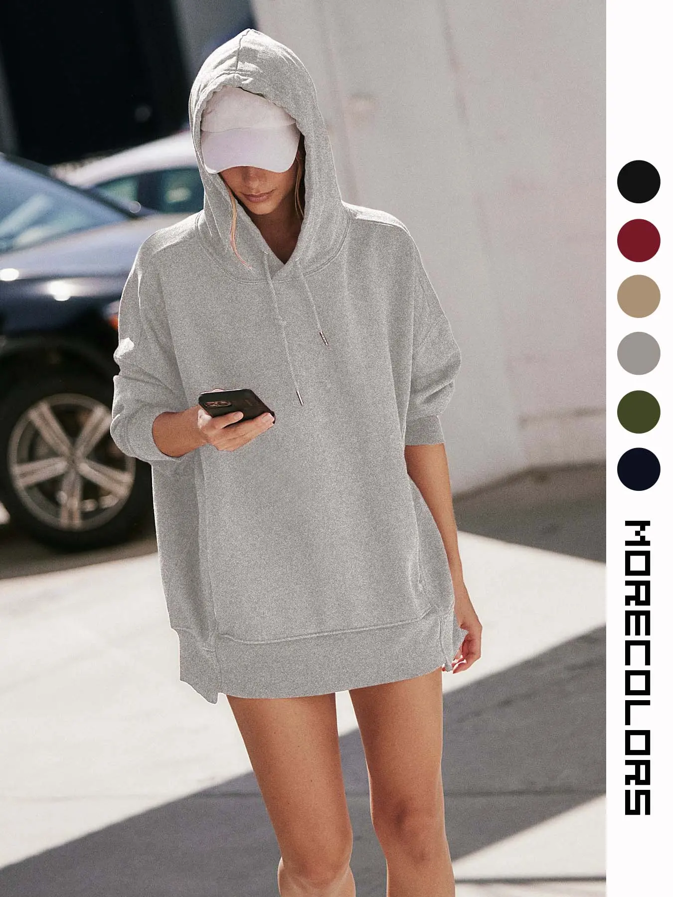 USBOUTIQUE CHIC Women's Oversized Hoodie Long Sleeve Casual Lounge Sweatshirt Relaxed Fit Soft Breathable Fabric with Adjustable Drawstring