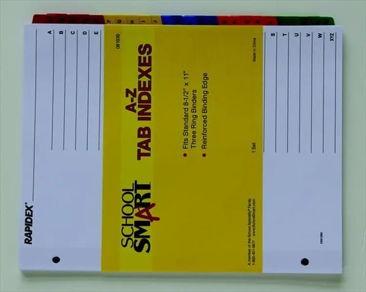 School Smart Reinforced Index Tab Divider - Paper Plastic, Heavy Duty, 3 Hole Punch Design, Blank Tab Inserts, Reinforced Edge, Alphabetical A-Z (Binders & Binder Accessories for Office Stationery)