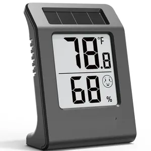 Humidity Meter Hygrometer, Solar- Room Thermometer Indoor Digital Temperature Sensor , 2.2''Humidity Gauge for  Rooms, , Office, 1Pack, Black