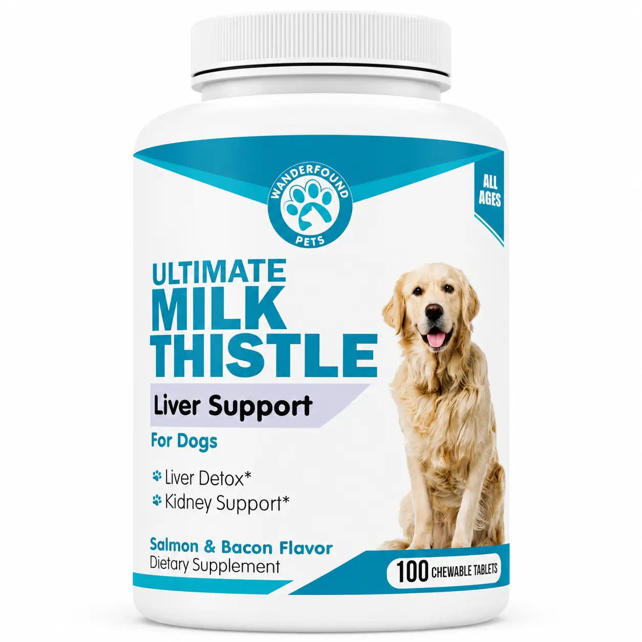 Wanderfound Pets Milk Thistle Liver Support for Dogs | Dog Liver Supplement with Silymarin | Liver Detox, Liver Cleanse, Liver & Kidney Support, Hepatic Support, Liver Enzyme Support, Daily Dog Detox Supplement & Healthy Liver Function Chews for Dogs