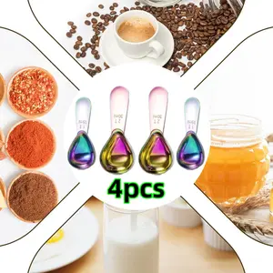 4 pcs (2 sizes) Stainless steel coffee scoop baking tool coffee bean measuring spoon (1 oz and 0.5 oz) Beauty & Personal Care Kitchen Utensils