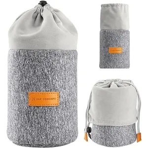 K&F CONCEPT Lens Pouch 2-in-1 Expandable Camera Lens Bag Case Compatible for Canon Lenses 75-300mm, Nikon, Sony, Pentax, Olympus Camera Lens 10 x 18cm Protective Neoprene Soft Plush for DSLR Lenses