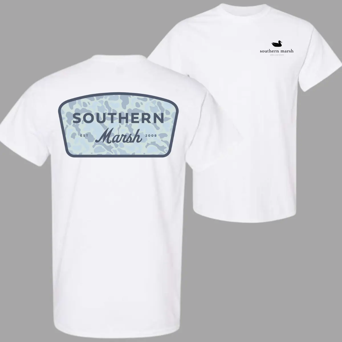 Unisex Southern Marsh Camo Patch Shirt - Vintage Southern Style, Outdoor Fishing Hunting Graphic, Coastal Summer Casual Tee, Comfort Colors Inspired, S to 5XL, Cold Wash, 3XL Outdoors Sports Top