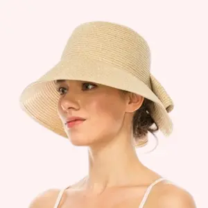 Foldable Lampshade Hat with Bow – Packable Washable UPF 50+ | SOLOVE