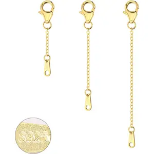 Extenders Chain Necklace 14K  Plated Sterling  Extension Chains for  Making(1 2 3 inch)