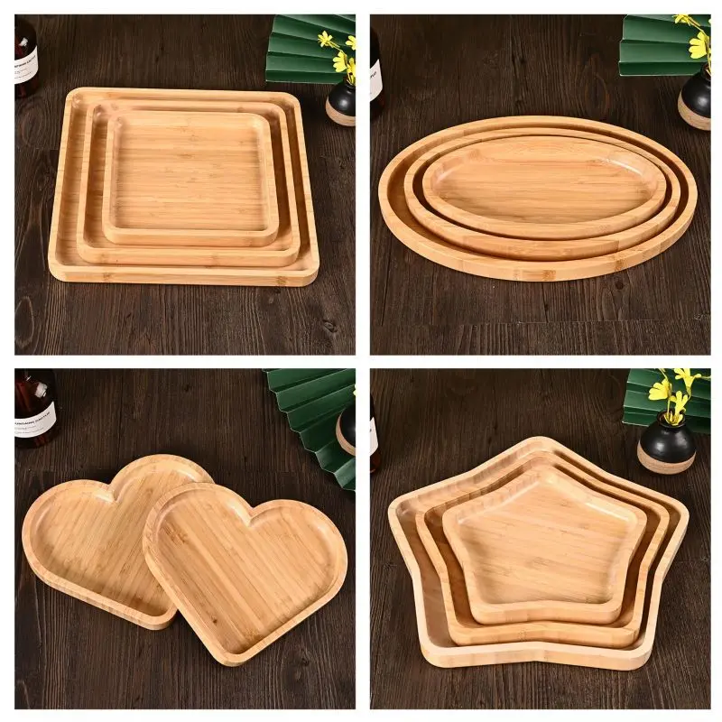 Wooden Serving Tray, Rustic Aesthetic Stylish, Ideal for Snacks, Fruits, Desserts, Tea Cups, Coffee Cups, Decorative Tray for Bathroom or Home Decoration, Wooden Trays, Kitchenware