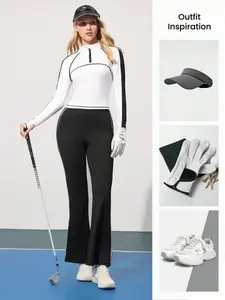 Women's Golf Ball Suit Slimming Fashion Long Sleeve Top High Waist Elastic Pants Set, Stylish and Comfortable Golf