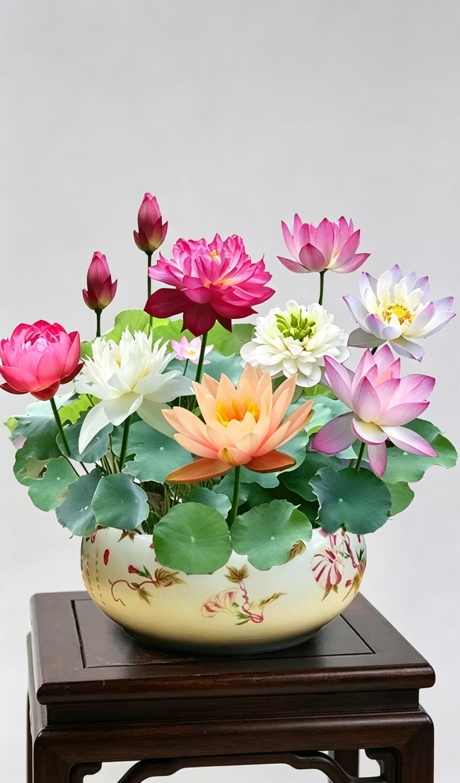60 Pcs Mixed Rainbow Bowl Lotus Seeds - Vibrant Water Lily Seeds for Patio Ponds and Indoor Aquatic Gardening