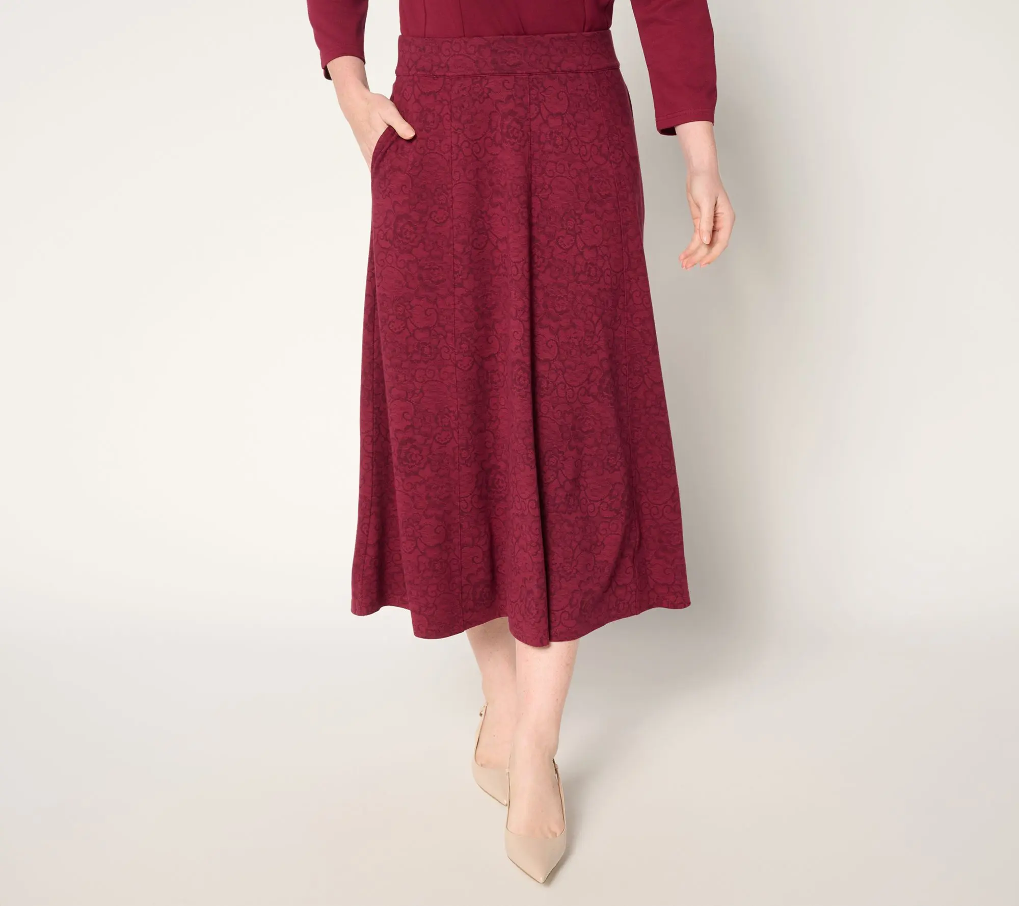 BEAUTIFUL by Lawrence Zarian Regular Silky Ponte Midi Skirt