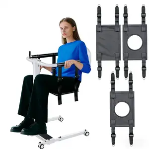 Exquimac Portable Patient Lift Chair, Transfer Chair for Elderly & Disabled, Folding Wheelchair Lift for Home, Bathroom & Car Transfers, 3 Seat Cushions Included, 287lbs Capacity