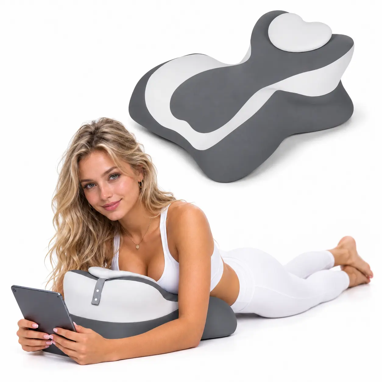 Ergonomic Memory Foam Prone Pillow for Reading in Bed, Neck & Chest Support Cushion for Relaxing, Gaming & Watching TV