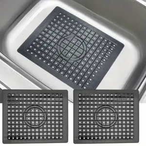2 Pack Black Kitchen Sink Mat, 12" x 10" Dish Drying Mat, Rectangular Sink Protector Mats for Bottom of Kitchen Sink, Fast Draining Sink Mats Grid