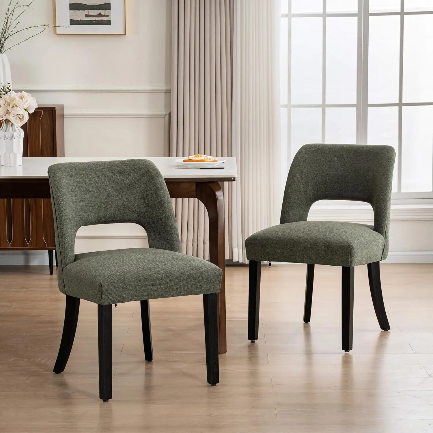 Garvee Wooden Dining Chairs Set of 2, Modern Fabric Upholstered Dining Room Chair Kitchen Chairs, Farmhouse Dinner Chair for Kitchen Dining Room