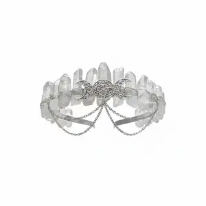 Clear Quartz Crystal Crown – Triple Moon Tiara Headpiece