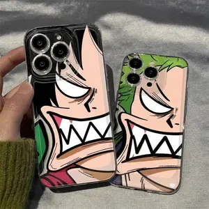 Japan Luxury Anime Cartoon Phone Case for iPhone 11 12 13 14 15 16 17 Pro Max Plus 17 Air Funny Luffy Soft Cove