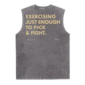 Funny EXERCISING JUST ENOUGH TO  FIGHT Washed Vest, Retro Vintage Y2K Streetwear