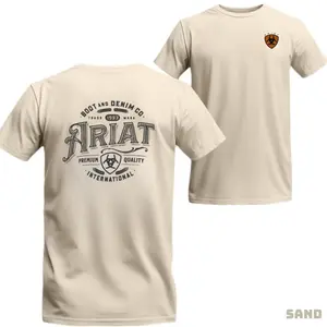 Ariat T-shirt - Classic Logo Design, Suitable For Men And Women, Soft Breathable Fabric, Ideal For Everyday Activities Crewneck Shortsleeve