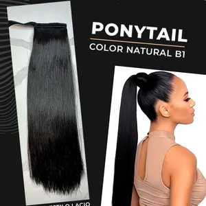 PONYTAIL, COLOR B1 BLACK, STRAIGHT, 100% HUMAN HAIR.