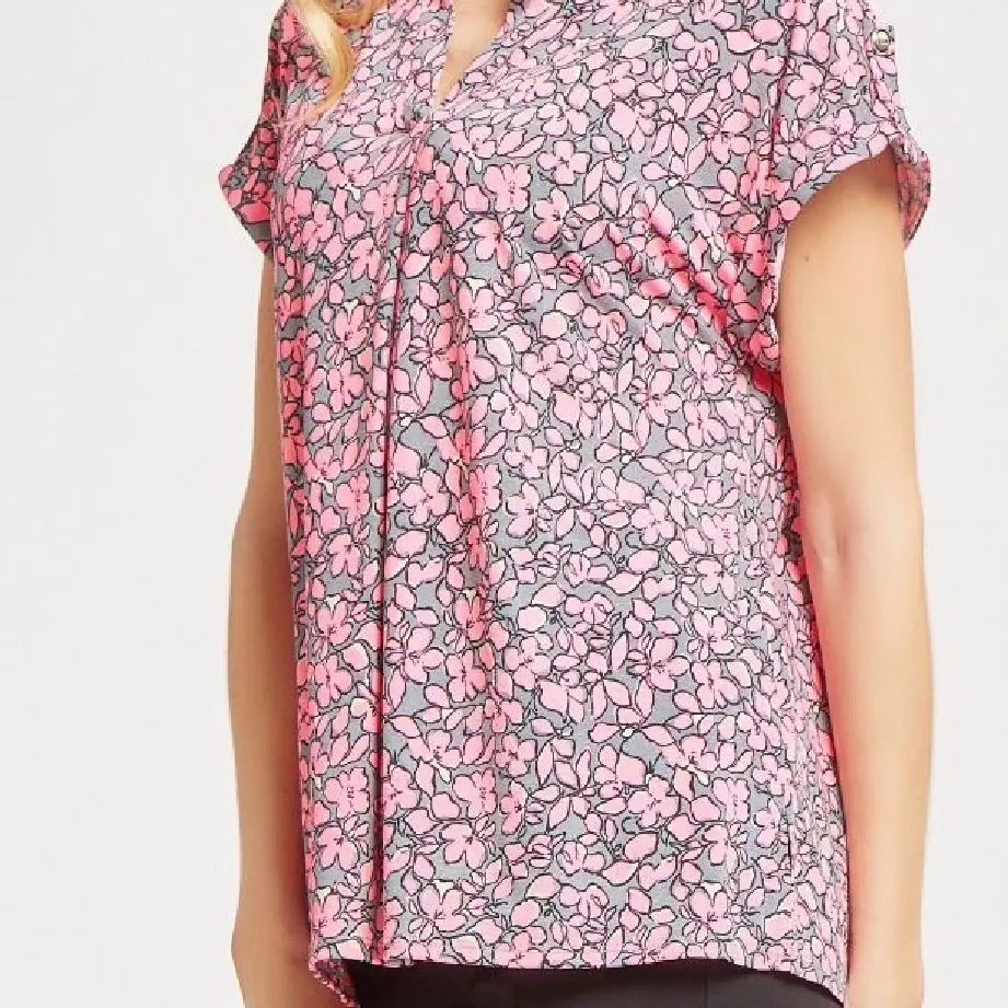 Dear Scarlett Lizzy SS Top Gray/Hot Pink
