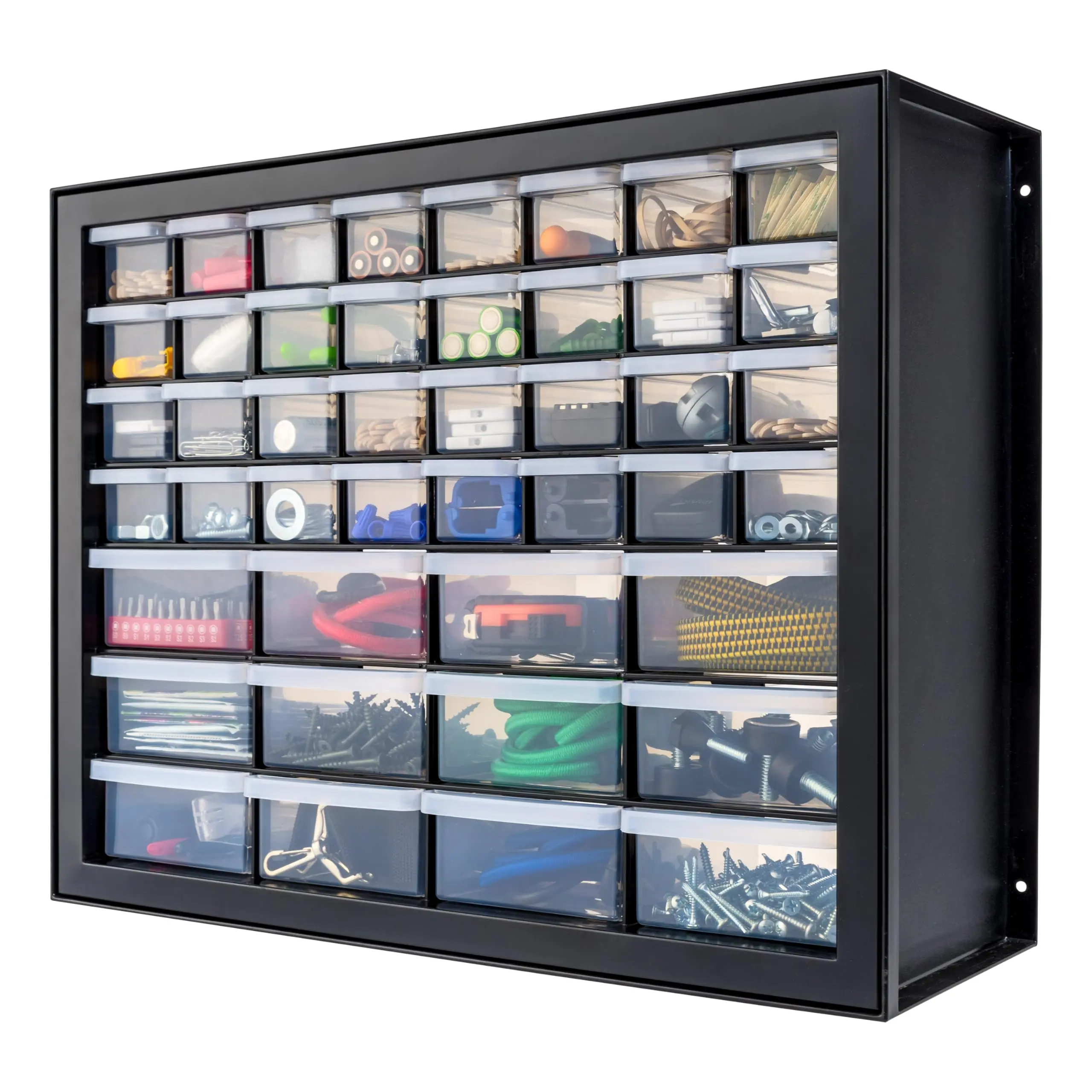 Iris Screw Tool Organizer Small Parts Cabinet  44-drawer Electronics Hardware Nuts And Bolts Plastic Storage Drawers Garage Stackable Bead Craft Building Bricks Sorter Black