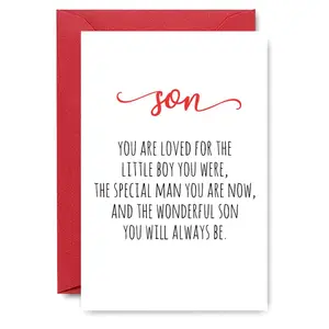 Son Birthday Card, Lovely Lettering Greeting Card, Heartwarming and Emotional Design Greeting Card for Family, Positive Message Card, Party Gifts