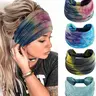 Boho Tie-Dye Wide Headband Set, Soft Elastic Yoga Hairbands, Workout Headband, Elastic Headbands, Stretchy Headbands, Casual Style Women's Accessories, All Season Wear (set of 4)