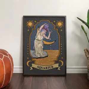 Aquarius Zodiac Print, Aquarius Zodiac Poster, Aquarius Print, Aquarius Art Print, Zodiac Poster, Zodiac Gift
