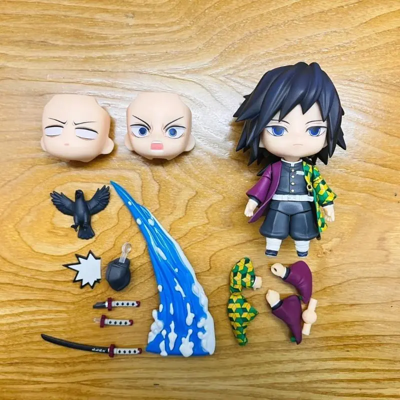 In Stock Tomioka Giyu Q Version Anime Action Figure 3 Replaceable Faces Kawaii Collectible Model Toy Ornament