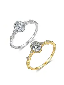 S925 Silver Plated 18k Egg Shape Moissanite Ring, Luxurious Women's Jewelry, 1.0ct Sparkling Design, Elegant Fashion Accessory