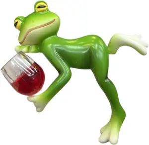 Miniature Wine-Drinking Frog Figurines, Funny Resin Garden Sculptures, Cute Outdoor Lawn Patio Plant Ornaments for Home Yard Art Decoration