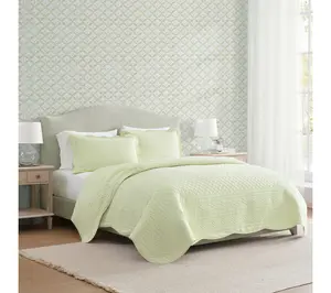 Martha Stewart Vintage Scallop Light Green Cotton Twin Quilt S