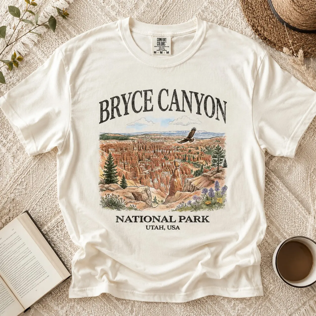 Comfort Colors Bryce Canyon Utah Shirts for Women Short Sleeve Summer, Vintage National Park Hiking Graphic Tee Travel Gifts