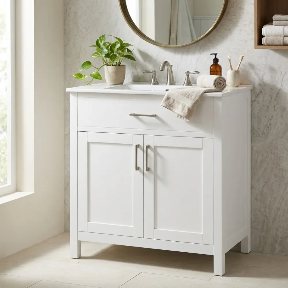 Littleox 30-Inch  Bathroom Vanity with Ceramic Sink and Ample Storage - The Perfect Choice for Small Bathrooms