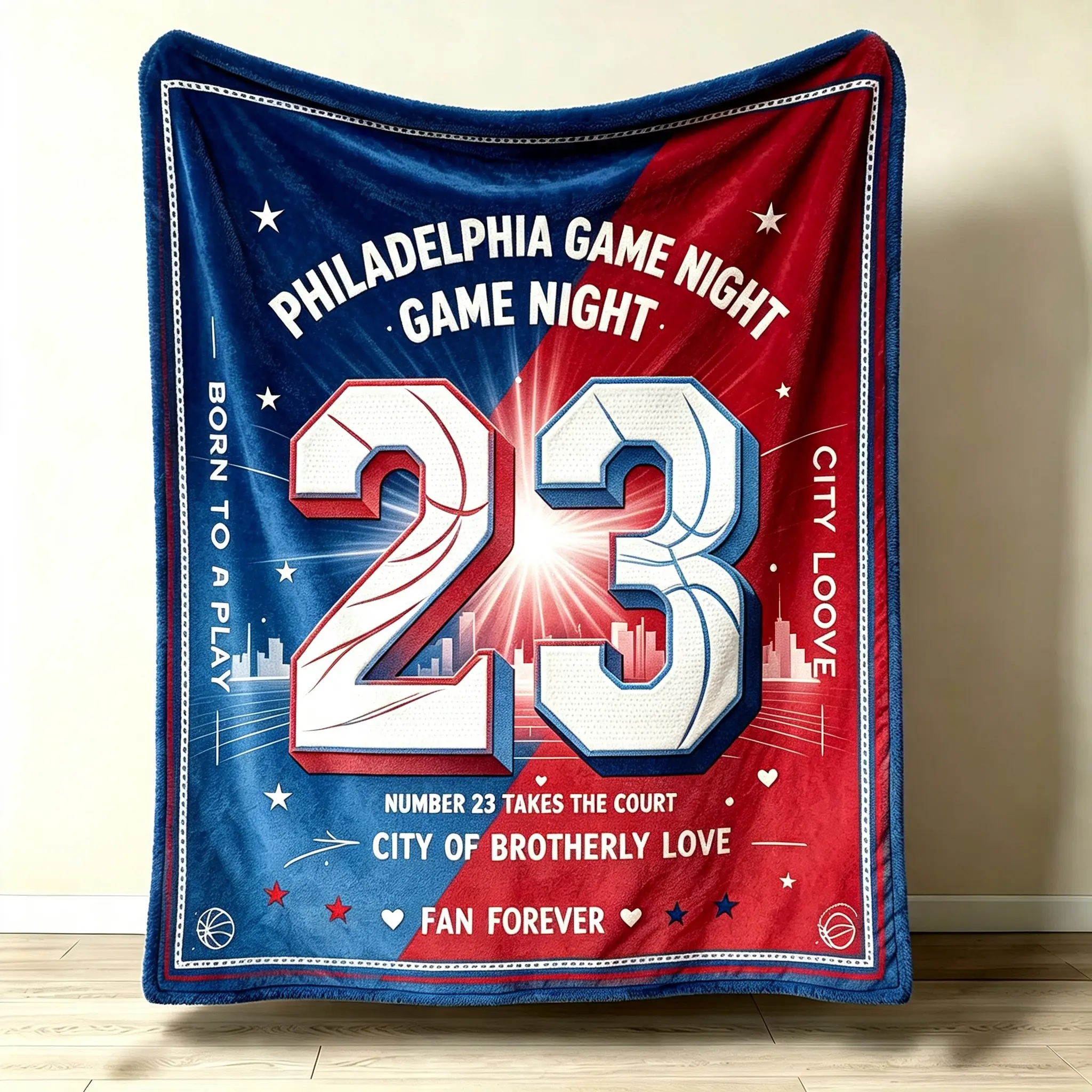 hiladelphia City Themed Throw Blanket With Number 23 Print, Soft Velvet Cozy Warm Blanket, City Souvenir Gift For Men & Home Decor, Room Decor, Indoor Use