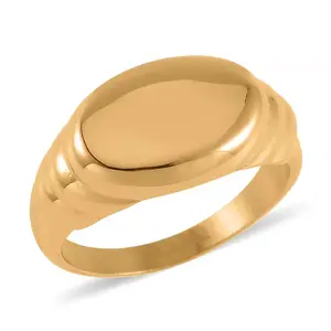 Stainless Steel Yellow Gold ION Plated Signet Ring for Mens Jewelry Birthday Christmas Gifts for Women