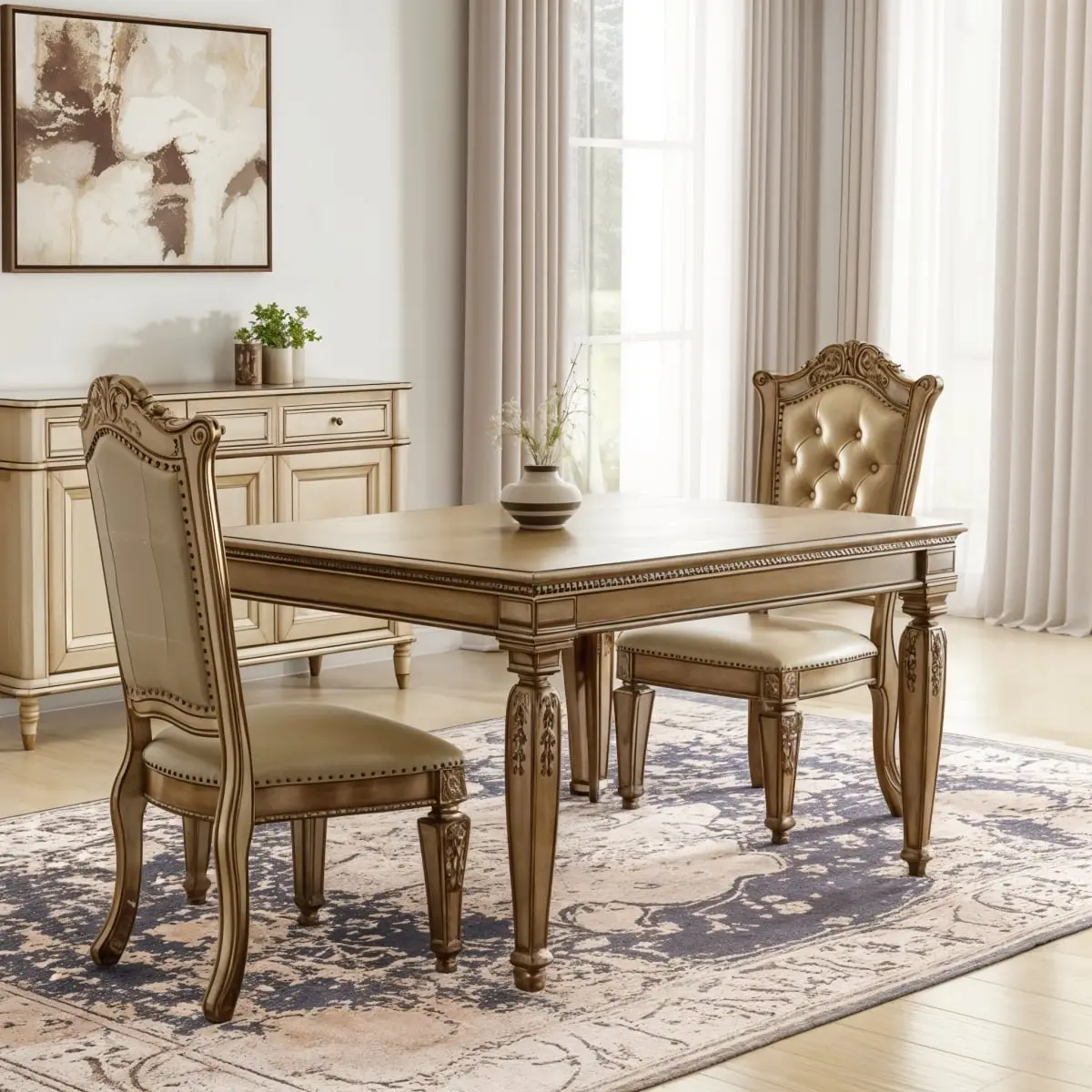 360 stand Armless Legged Dining Side Accent Chair, Set of 2, Transitional Style, Tufted Bone & Brass Faux Leather Upholstery, Nailhead Trim, Wood Frame, 48x23x27 in., Armless Legged Chair, Comfortable Dining Chairs