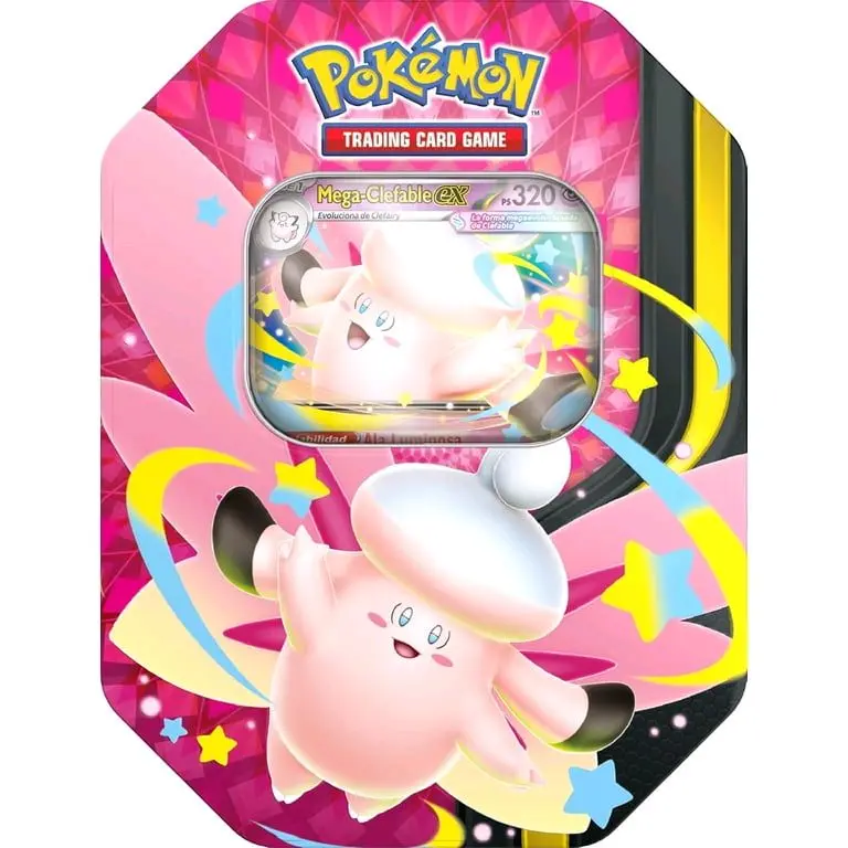 Mega Clefable EX Moonlit Tin - Includes 4 Booster Packs, Trading Card Game Accessory