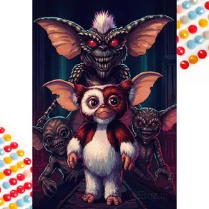 5D DIY Full Drill Round Diamond Painting - Diamond Art Kit Monster Dark Background Mosaic, Canvas - DIY Decorative Painting, Home Wall Decor, Perfect for Halloween and Christmas, Independence Day, Birthdays, and Anniversary Gifts, Diamond Painting Kits