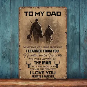 To My Dad Hunting Aluminum Metal Sign - 8x12 in Retro Vintage Father's Day Gift, Home Wall Decor Plaque for Dad and Son