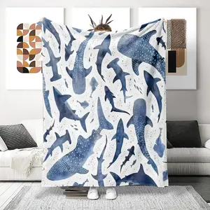 Soft Warm Animal Pattern Blanket, Shark Turtle Dinosaur Wolf Design, Home Office Travel Throw, Lightweight Air Conditioning Nap Blanket