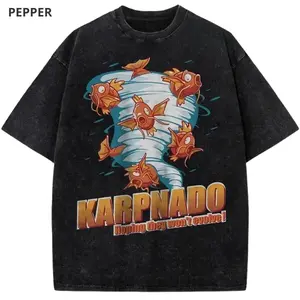 Magikarp Anime Graphic T Shirt for Men and Women, Funny Fish Tornado Print Tee, Unisex Gift for Men and Women