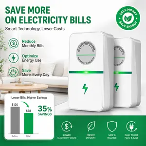 2PCS Energy Saver Plug 2026 Updated Stop Watt Smart Power Factor Saver Plug-In Voltage Stabilizer Surge Protector Flame Retardant Energy Saving Box for Home AC Refrigerator Office Appliances