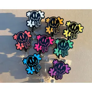 Melted Smiley Face Acrylic Badge Reel /ID Badge Reel/ Office Accessories/ School Accessories