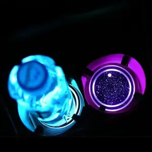 LED Cup Holder Light USB Charging, 7 Color Changing Interior Car Atmosphere Lamp, Anti-Slip Cup Slot, Youth Car Accessories
